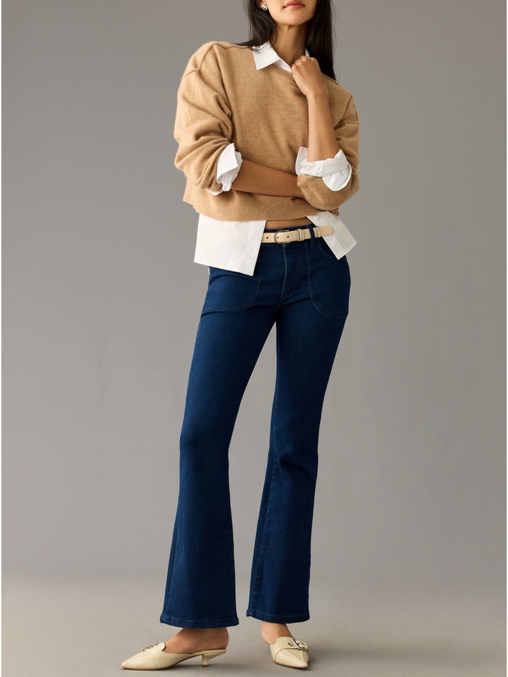 Anthropologie Pilcro The Icon Flare Jeans Low Rise Edition Dark Denim Sz 25 NEW